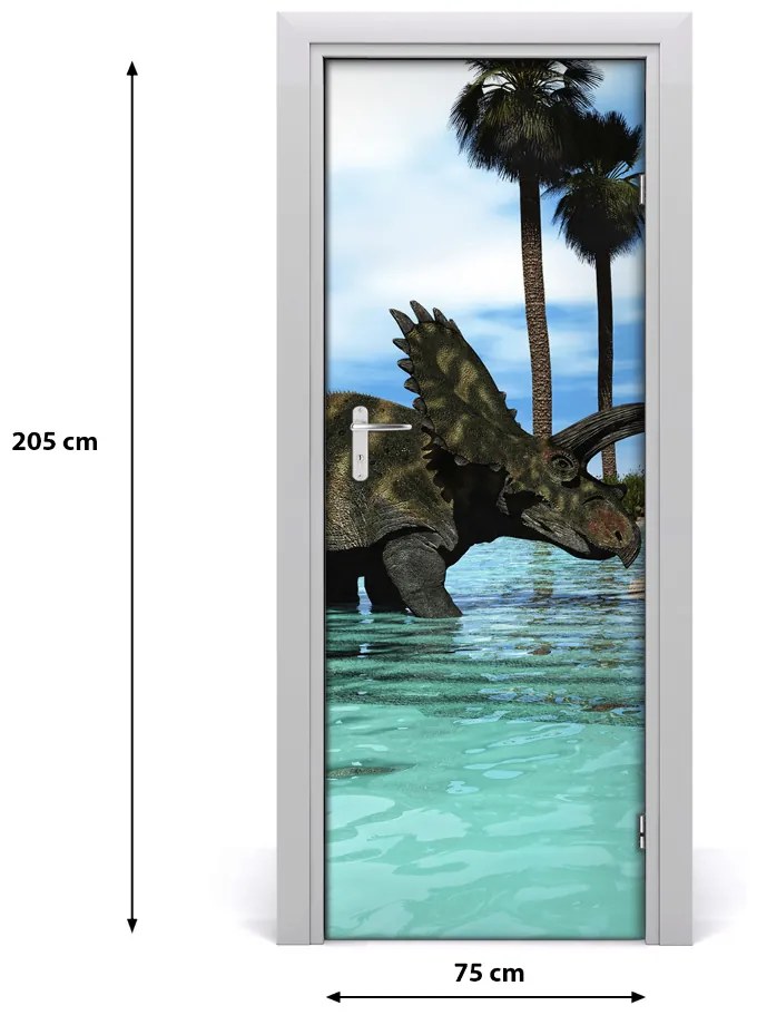Samolepiace fototapety na dvere Dinozaury na pláži 75x205 cm