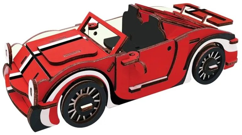 Woodcraft Drevené 3D puzzle Červený kabriolet