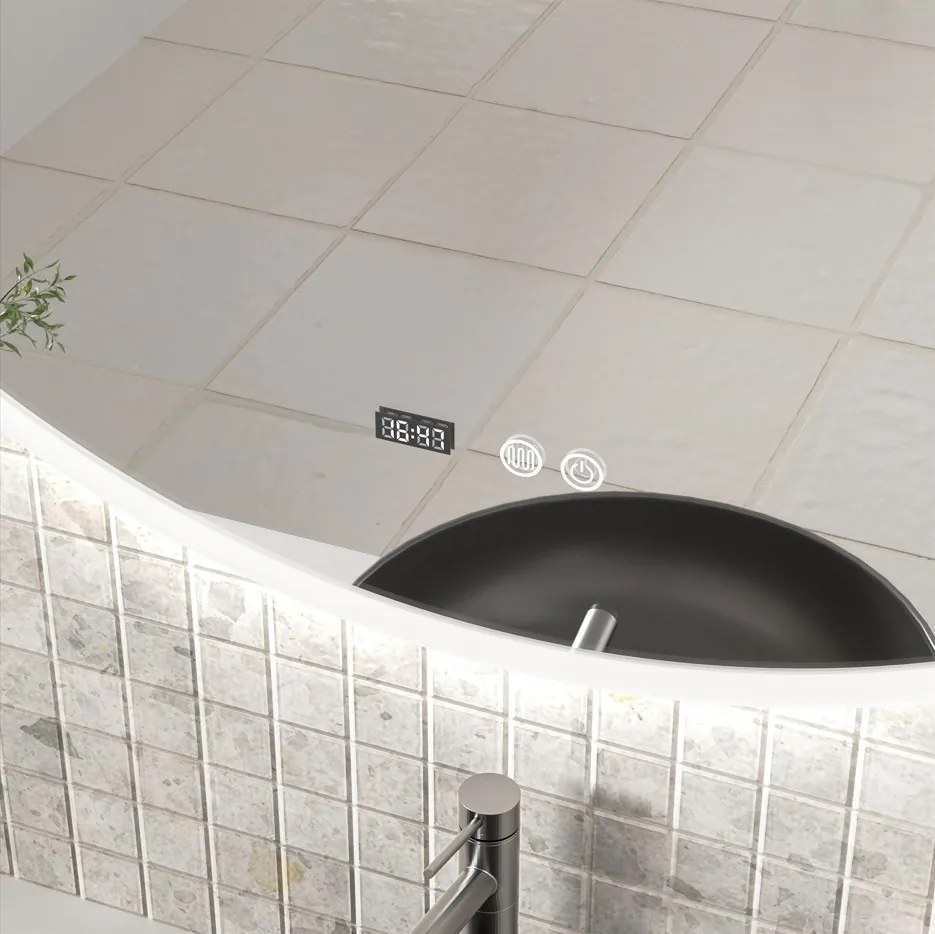 Erga Deam, okrúhle LED zrkadlo 120cm, 3 farby svetla, predné osvetlenie, vyhrievacia podložka proti zapareniu, ERG-V01-Deam-1212-CL
