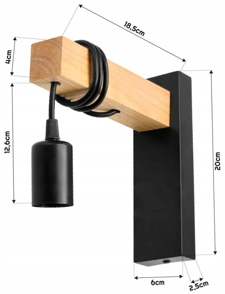 BERGE LED nástenné svietidlo 1x E27 Loft