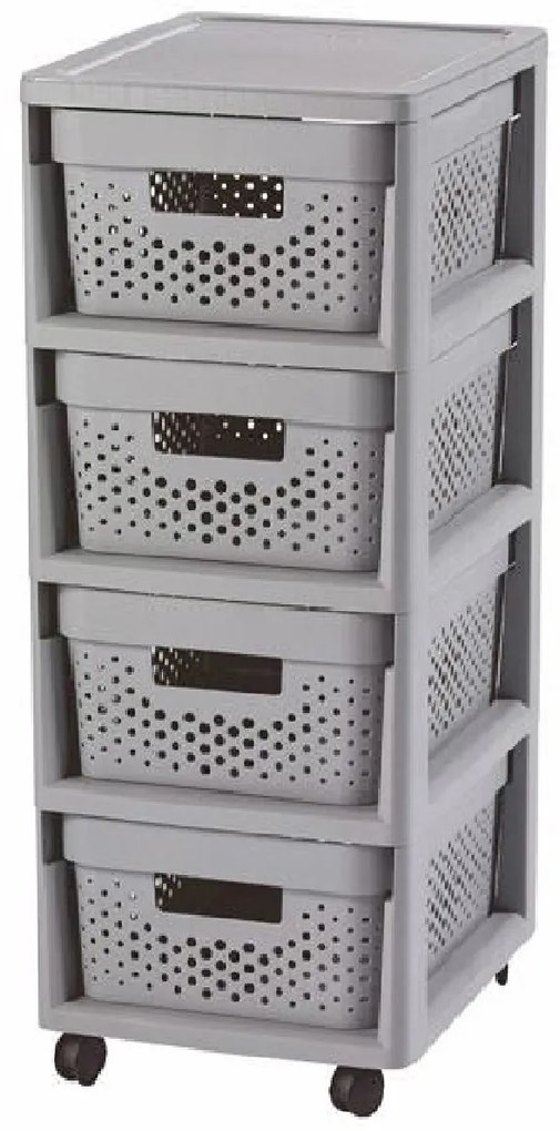 Curver Šuplíky INFINITY 4x11L dierované šedej