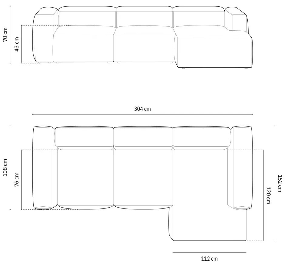 Béžová rohová pohovka (pravý roh/s leňoškou) Bergamo – Cosmopolitan Design