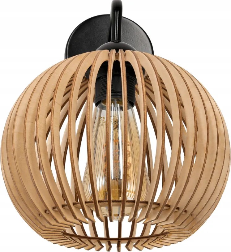 Nástenná lampa 1x E27 edison LED nad zrkadlo s dreveným tienidlom