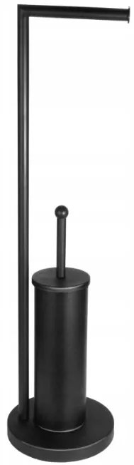 Erga 104, držiak na toaletný papier a toaletnú kefu 19x19x72 cm, čierna matná, ERG-SEP-10STOLAZMO104