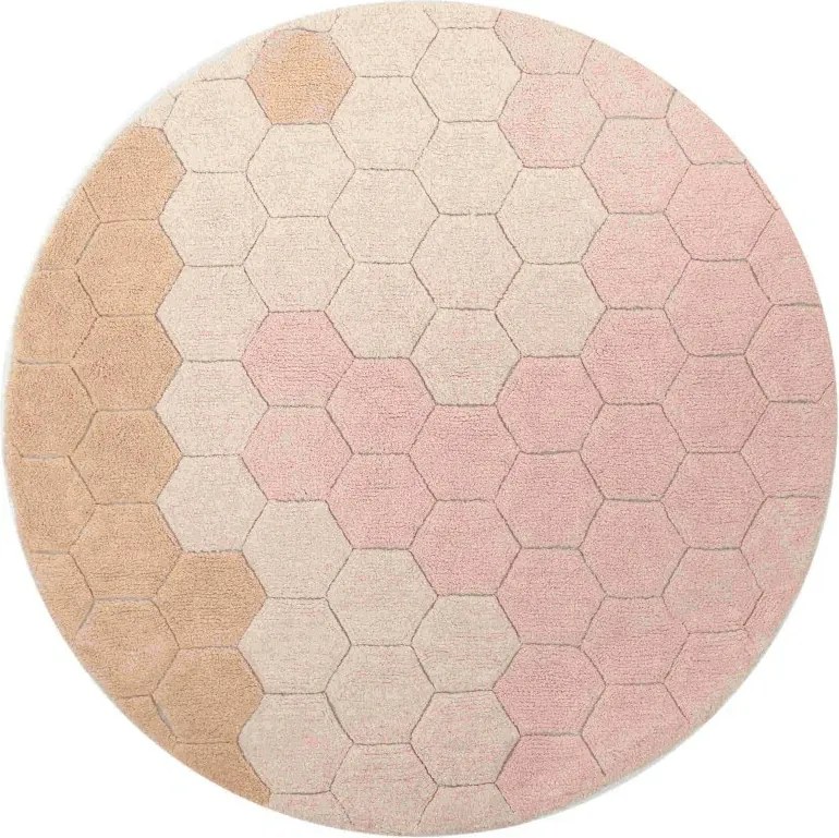 Lorena Canals, Detský kusový koberec Honeycomb Rose kruh, 140x140, ružová, detská izba