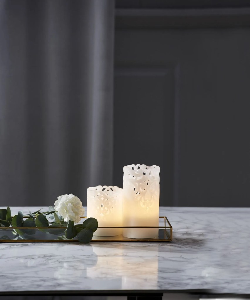 STAR TRADING Vosková LED sviečka Clary White 15 cm