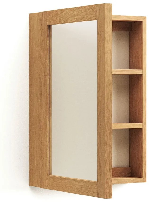 Závesná kúpeľňová skrinka so zrkadlom z teakového dreva v prírodnej farbe 50x70 cm Plubia – Kave Home