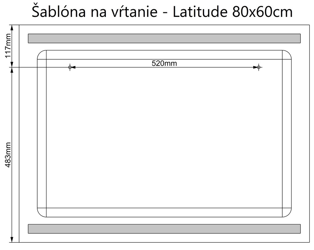 LED zrkadlo Latitudine 80x60cm studená biela - diaľkový ovládač Farba diaľkového ovládača: Čierna