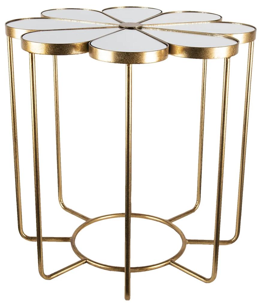 Zlatý kovový odkladací stolík Flower s doskou v tvare kvetu - Ø 62 * 61 cm