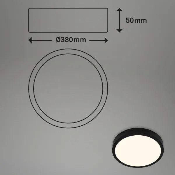 Briloner 3703-015 - LED Stropné svietidlo RUNA LED/24W/230V 3000K pr. 38 cm čierna