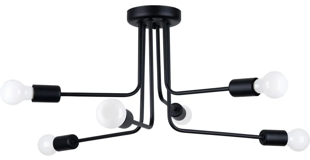 Sollux SL.1452 - Luster na tyči NORAH 6xE27/15W/230V čierna
