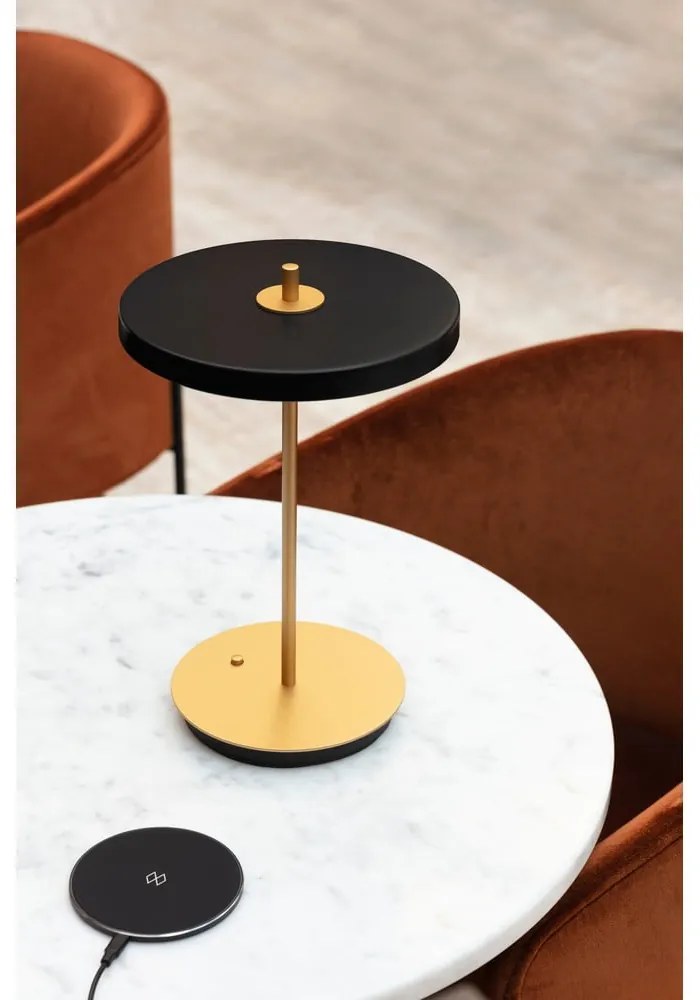 Čierna LED stolová lampa so stmievačom s kovovým tienidlom (výška 31 cm) Asteria Move – UMAGE