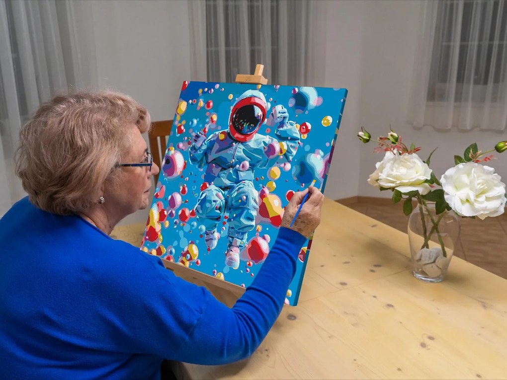Gario Maľovanie podľa čísel Abstraktný astronaut Rozmery: 50 x 50 cm, Rámovanie: Iba zrolované plátno
