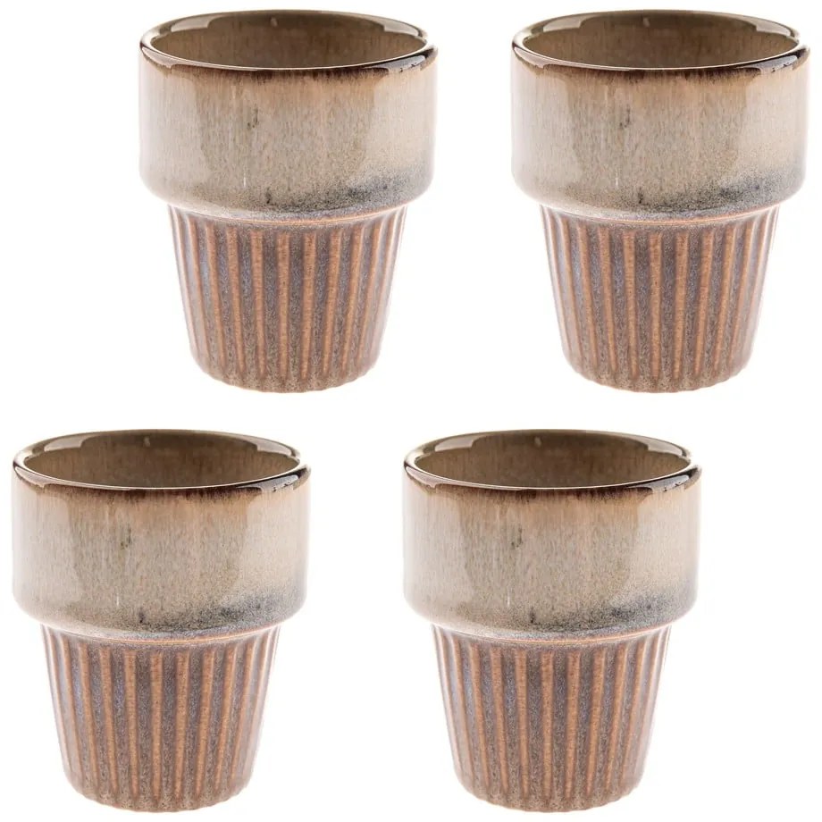 Béžové kameninové šálky v súprave 4 ks na espresso 100 ml Tone – Dakls