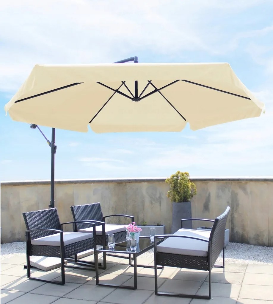 CH Krémový záhradný slnečník Banana s obalom - 3m