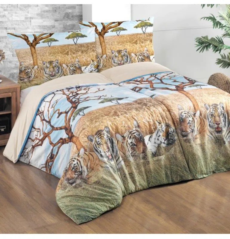 Obliečky bavlnené 3D Safari, Štandardný set jednolôžko obsahuje 1x 140x200 + 1x 70x90