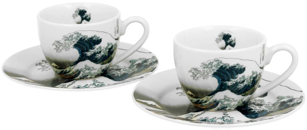 Porcelánová šálka s podšálkou Hokusai The Great Wave 90 ml sada 2ks