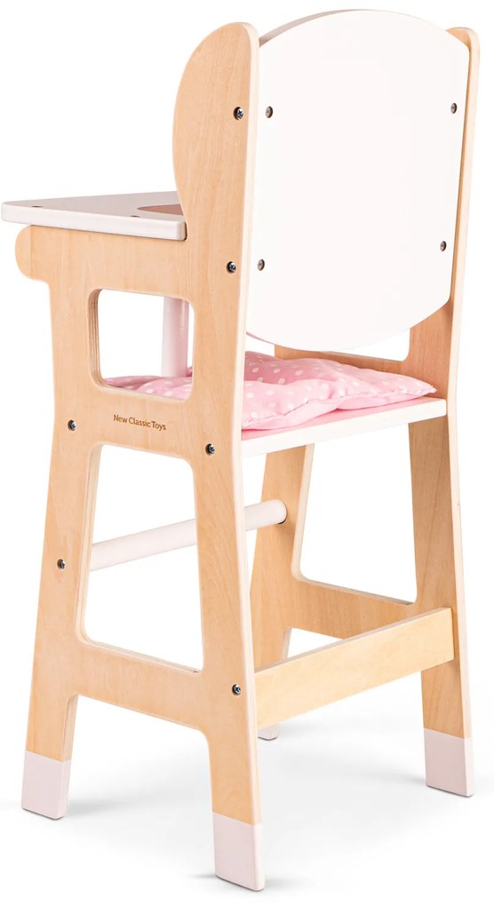 Drevená jedálenská stolička pre bábiky s vankúšikom