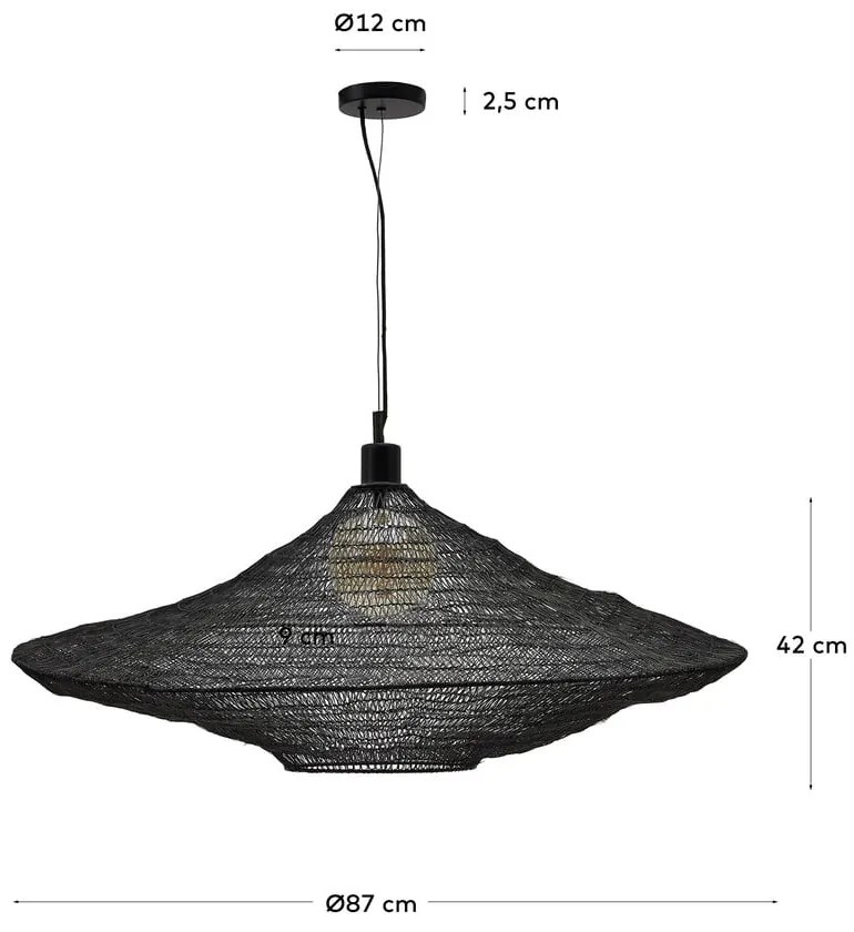 Čierne závesné svietidlo ø 87 cm Makai – Kave Home