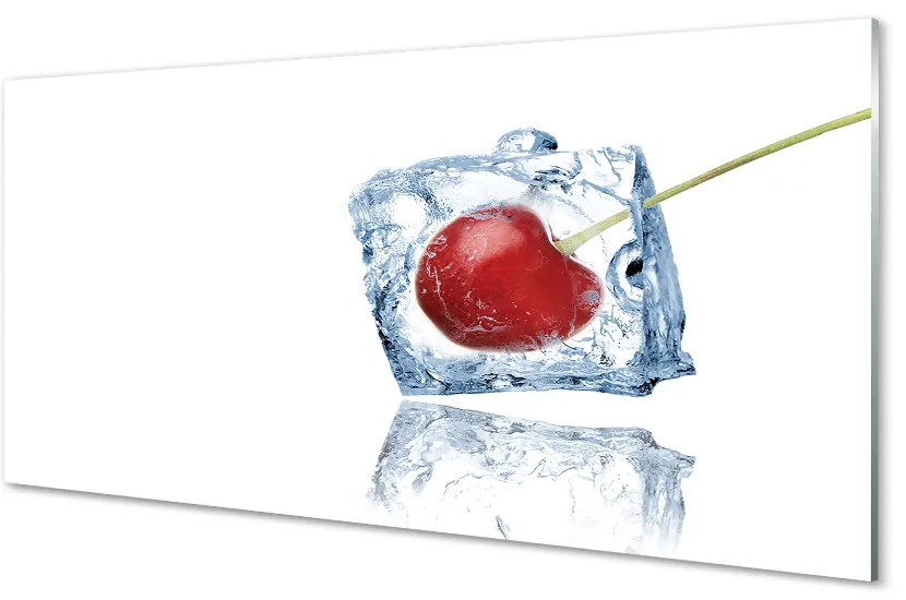 Obraz na skle Kocka ľadu cherry 100x50 cm