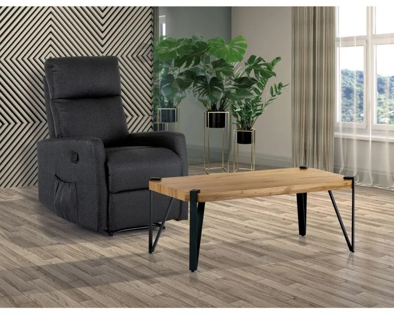 Industriálny konferenčný stolík vo farbe dub