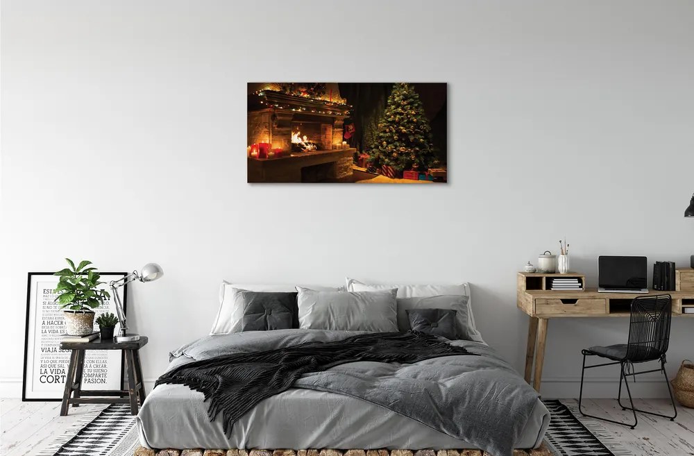 Obraz na plátne Vianočných ozdôb krbovej darčeky 125x50 cm