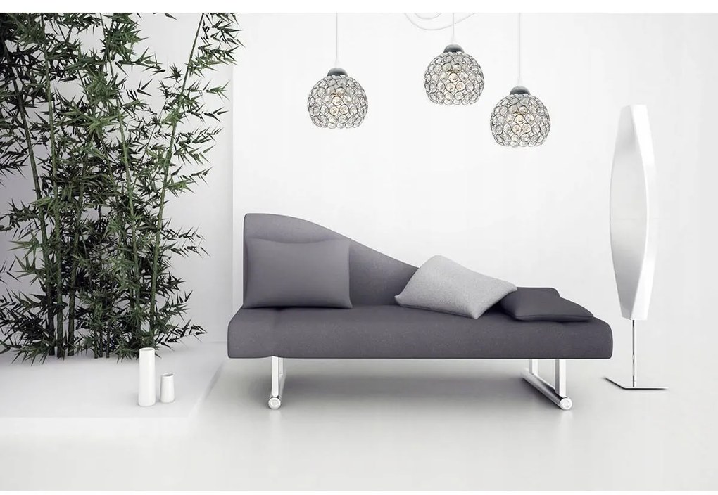Závesné svietidlo Crystal Spider, 3x strieborné krištáľové tienidlo, (chrómové uchytenie), w