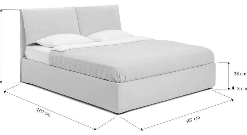 Modrá čalúnená dvojlôžková posteľ s úložným priestorom s roštom 160x200 cm Thessa Pillow – Bonami Selection