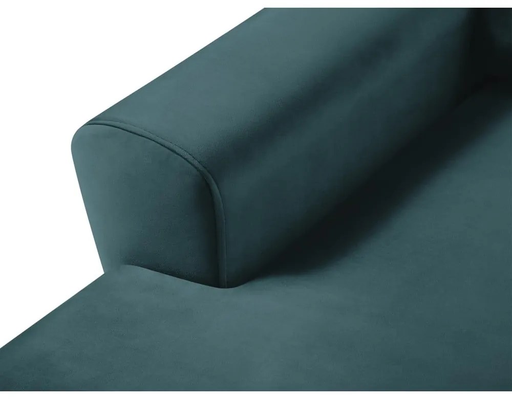 Zamatová rozkladacia/s úložným priestorom rohová pohovka v petrolejovej farbe (ľavý roh/s leňoškou) Kyoto – Cosmopolitan Design