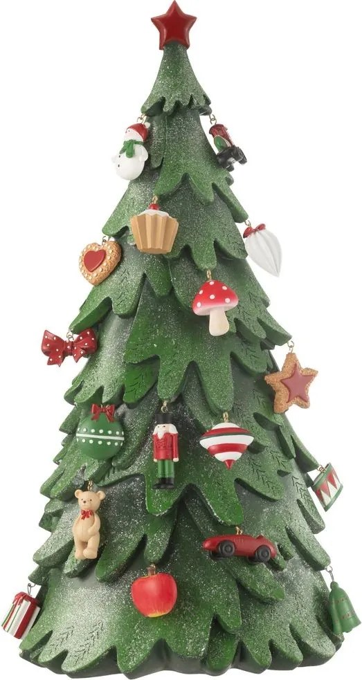 Červeno-zelený strom s ozdobami Xmas Tree - 21*33*63 cm