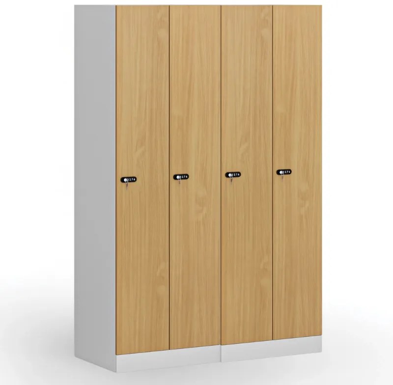 Kovová šatníková skrinka S1, 2-dverová, 1850 x 600 x 500 mm, mechanický kódový zámok, laminované dvere, biela