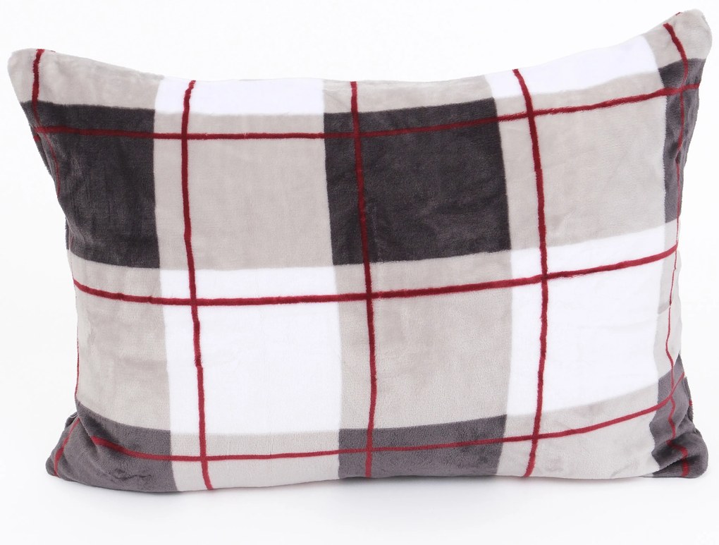 Obliečka na vankúš mikroplyš Exclusive 40 × 60 cm - Kocky šedočervené