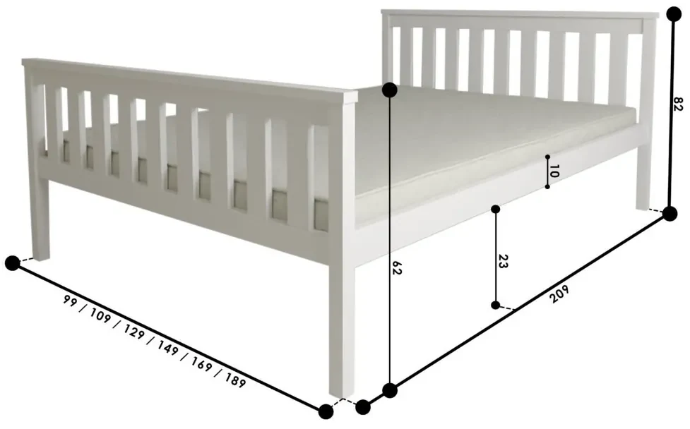 Posteľ KALEA 90 x 200 cm, biela Rošt: S lamelovým roštom, Matrac: Matrac Coco Maxi 20 cm