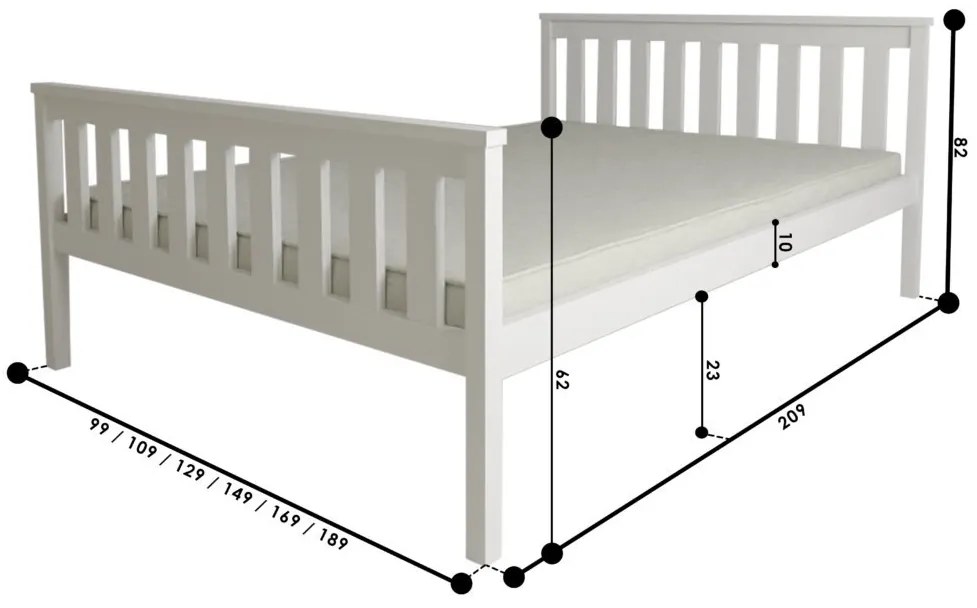 Posteľ KALEA 90 x 200 cm, biela Rošt: S lamelovým roštom, Matrac: Matrac Deluxe 10 cm