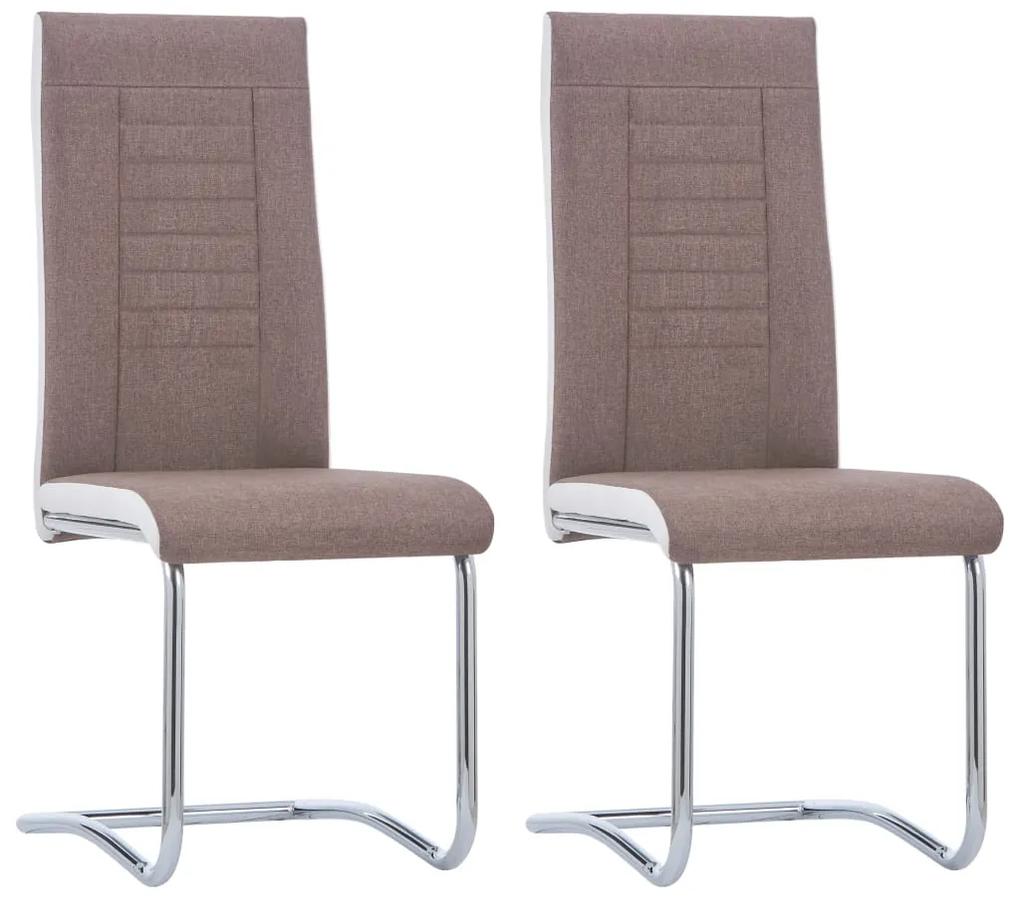vidaXL Jedálenské stoličky, perová kostra 2 ks, hnedé, látka