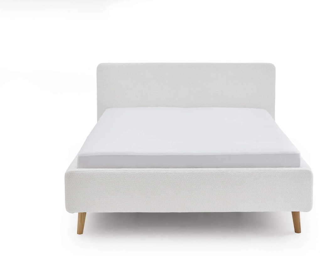 Dvojlôžková posteľ taupe 160 x 200 cm fleece biela MUZZA