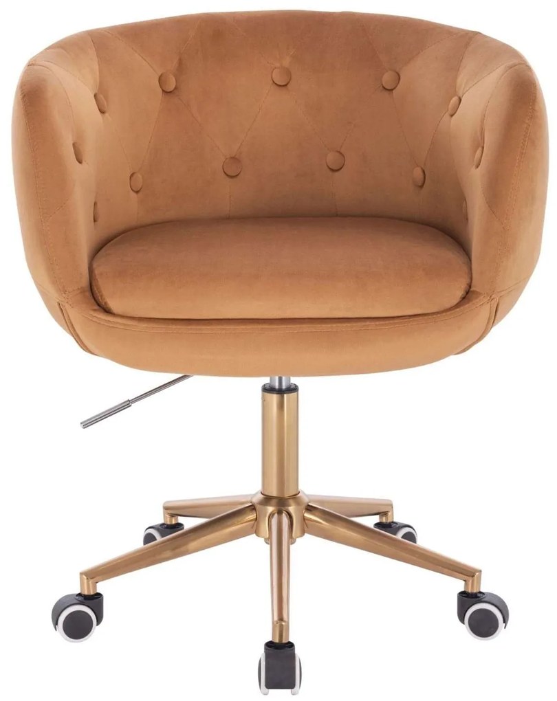 LuxuryForm DESIGN Kreslo MONTANA VELUR na zlaté podstave s kolieskami - hnedé