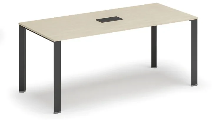Stôl PRIMO INFINITY 1800 x 900 x 750, breza + stolová zásuvka TYP V, čierna