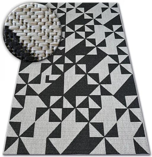 TRIANGLES BLACK koberec bez vlasu, Rozmer 120 x 170 cm