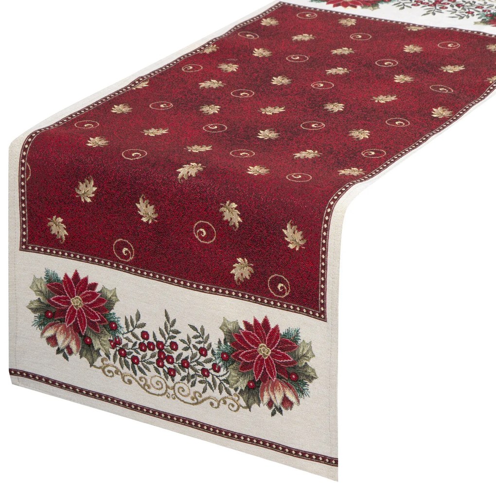 EUROFIRANY VIANOČNÝ GOBELÍNOVÝ BEHÚŇ NA STÔL MERRY 40X100 CM VZOROVANÁ