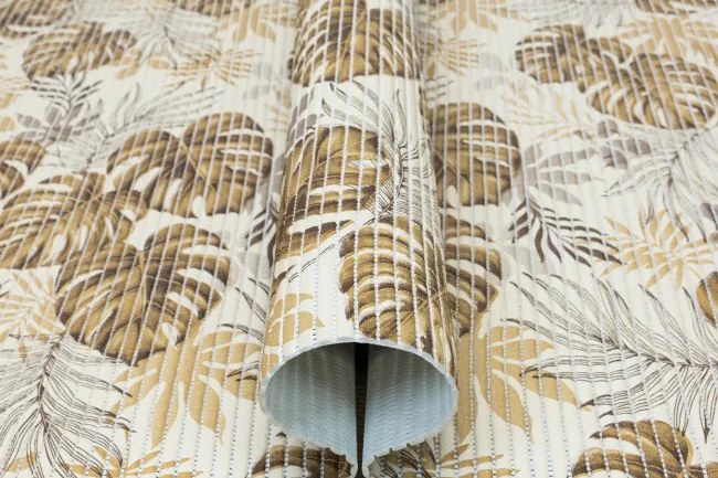 Kúpelňová penová rohož 265B Monstera béžová