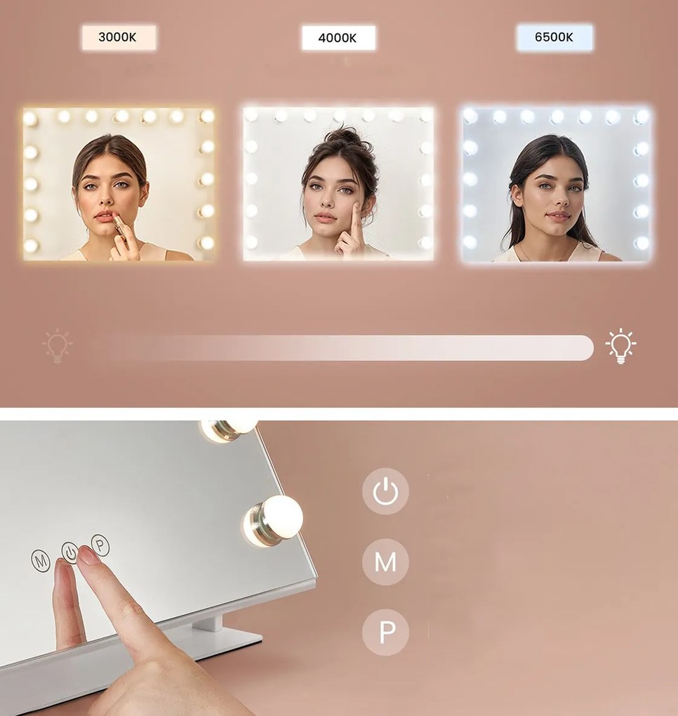 Kosmetické zrcadlo Komis s LED osvětlením bílé