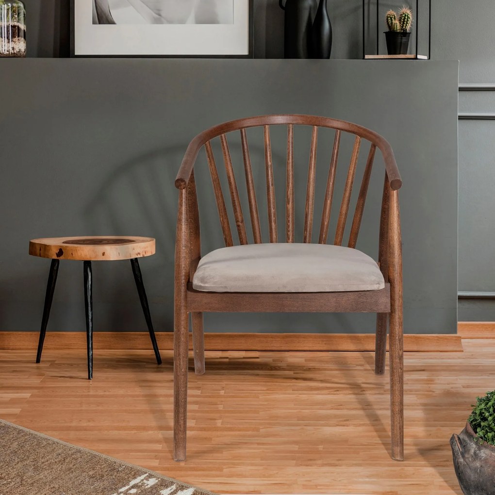 Jedálenská stolička Alberto z masívu orech/béžová