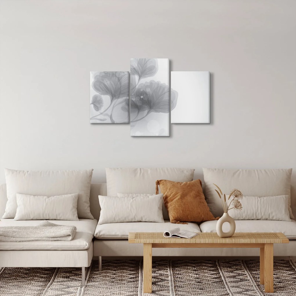 Obraz kvetov v šedých odtieňoch (90x60 cm)