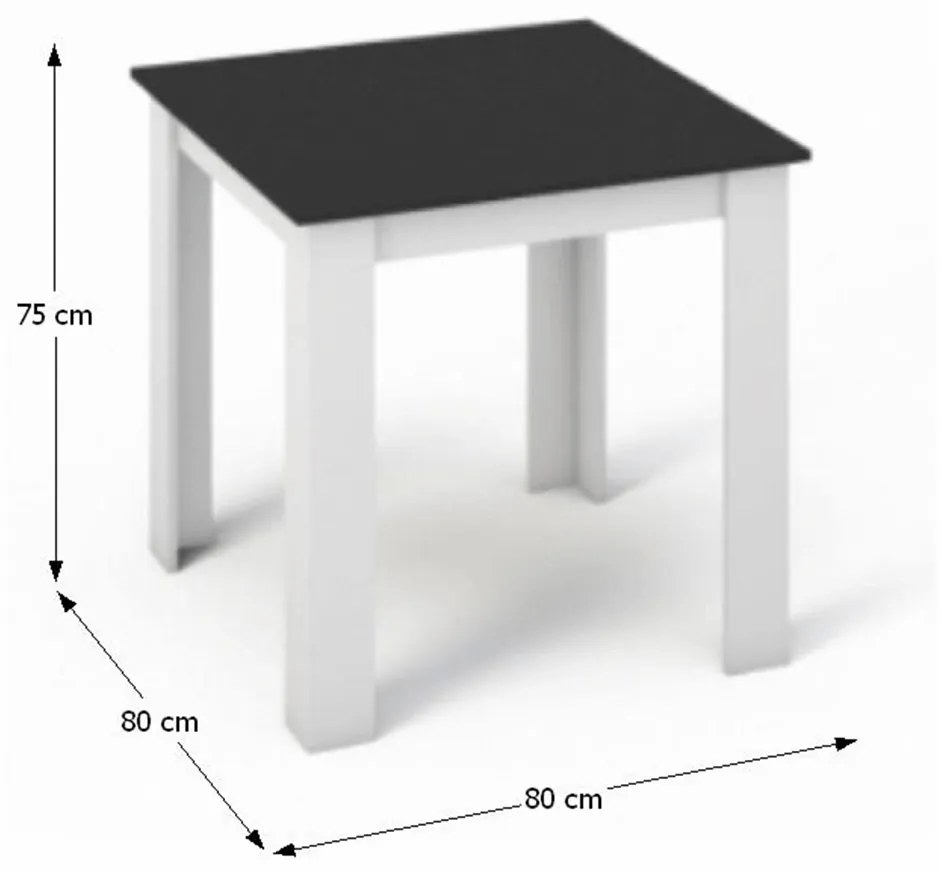 Jedálenský stôl Plat (štvorec) (pre 4 osoby) (biela + čierna). Vlastná spoľahlivá doprava až k Vám domov. 794794