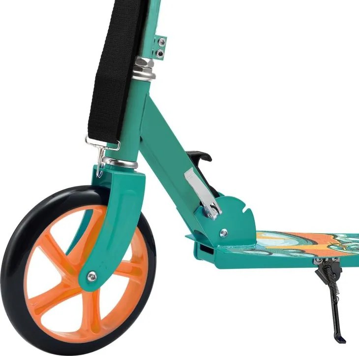 Detská kolobežka s veľkými kolesami a popruhom, Dino - mint