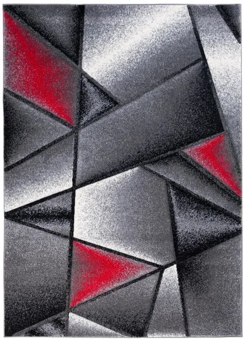 Koberec Sumatra J374C Shapes sivý, červený