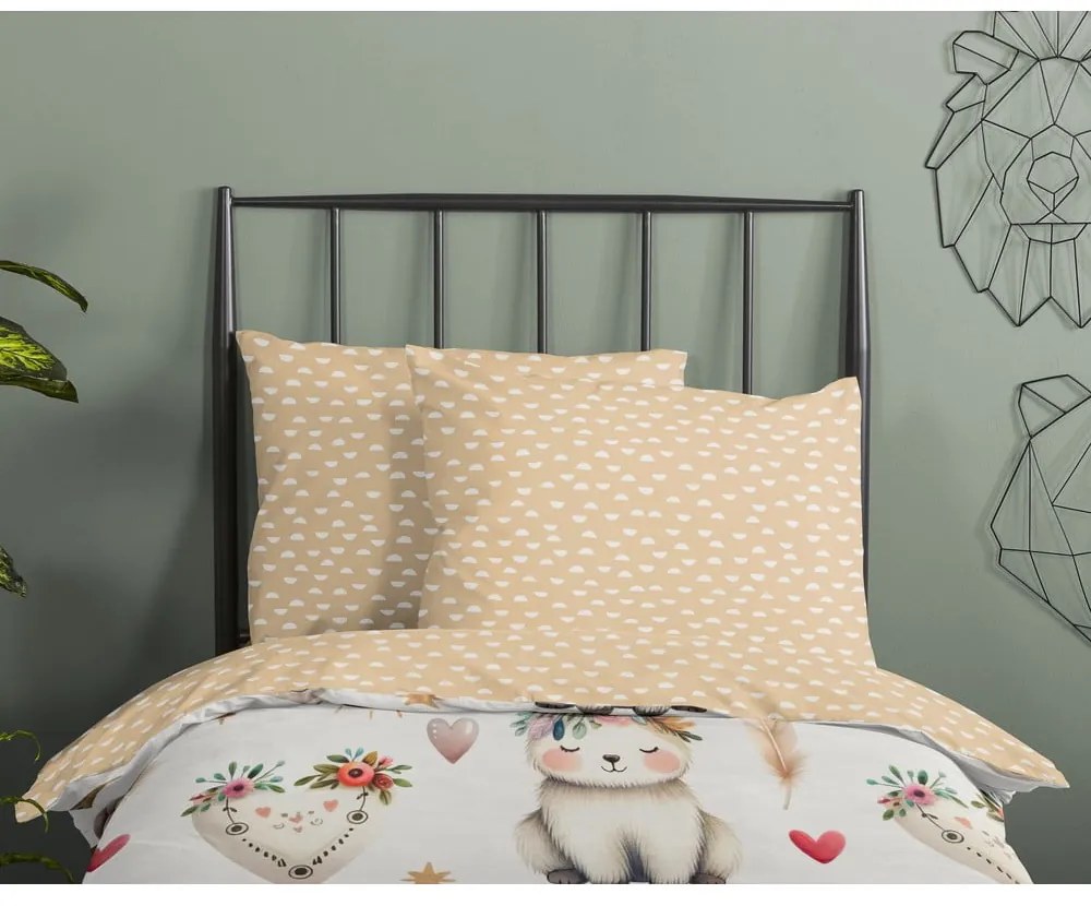 Béžové bavlnené detské obliečky na jednolôžko 140x200 cm Luz – Good Morning