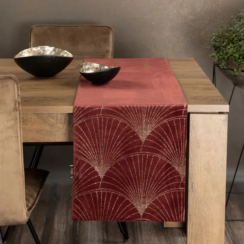 Dekorstudio Elegantný zamatový behúň na stôl BLINK 14 tehlový Rozmer behúňa (šírka x dĺžka): 35x220cm