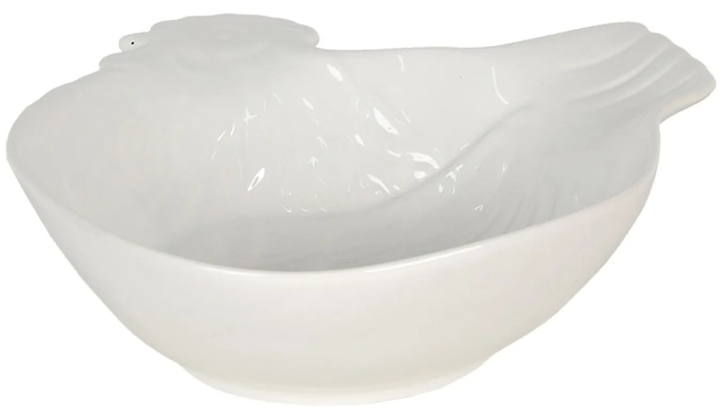 Biela keramická miska v dizajne sliepky Campagne - 23 * 26 * 7 cm